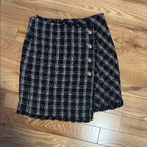 Massimo Dutti Black and White Plaid Mini Skirt